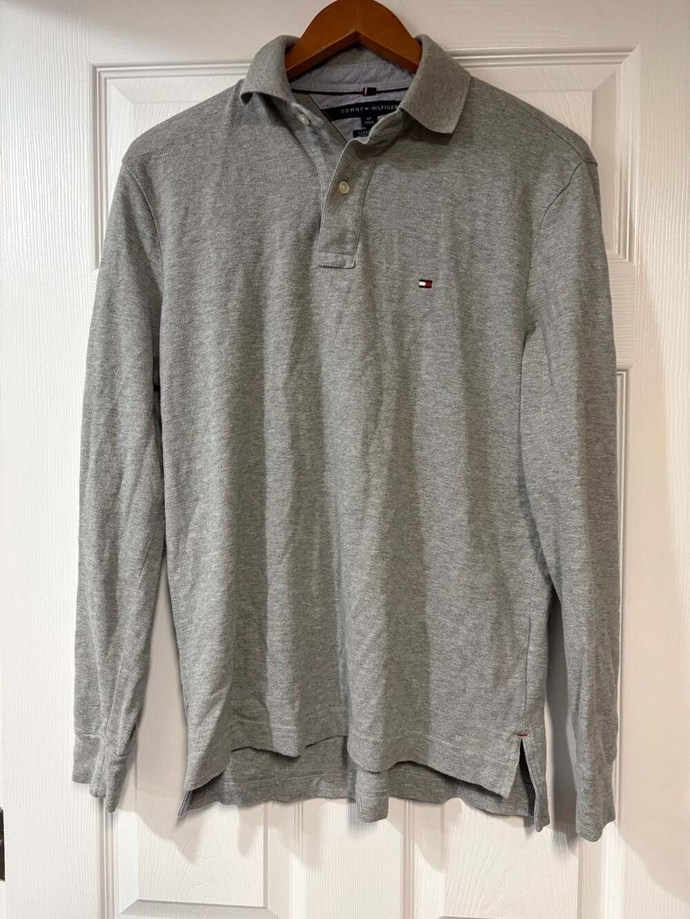 Tommy Hilfiger Classic Fit Long Sleeve Polo Size S/P Gray